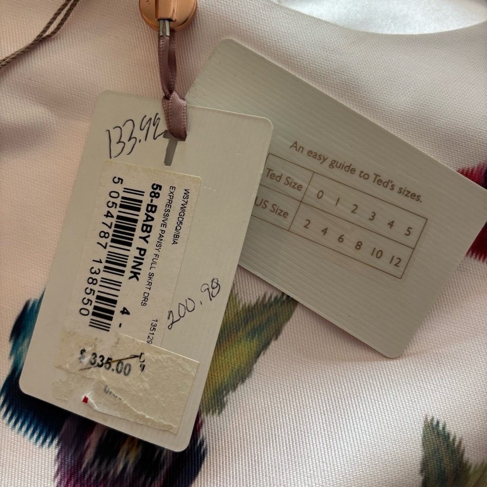 ❗️NWT Ted Baker Ibia Baby Pink Cap Sleeve Dress with Multicolor Floral Print 10 - Picture 9 of 10